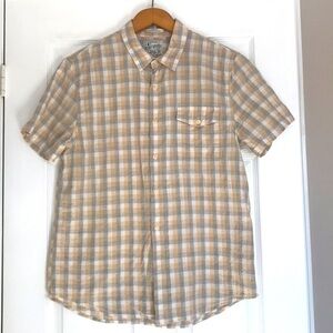 Lucky Brand Slim Fit Plaid Short Sleeve Shirt Size Large